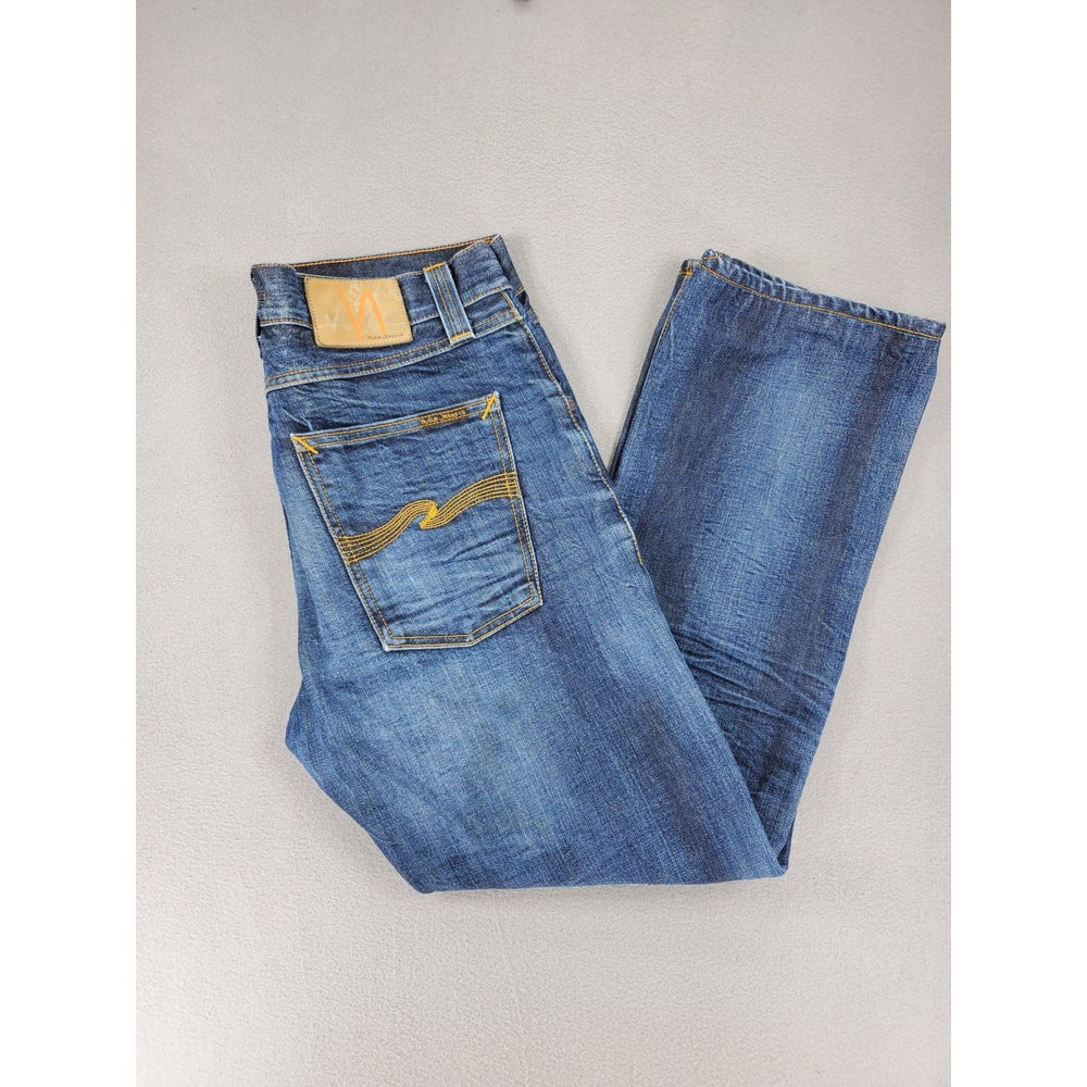 Nudie Jeans Easy Emil Jeans Men 32x28 Blue Organic Deep Shade Regular Straight